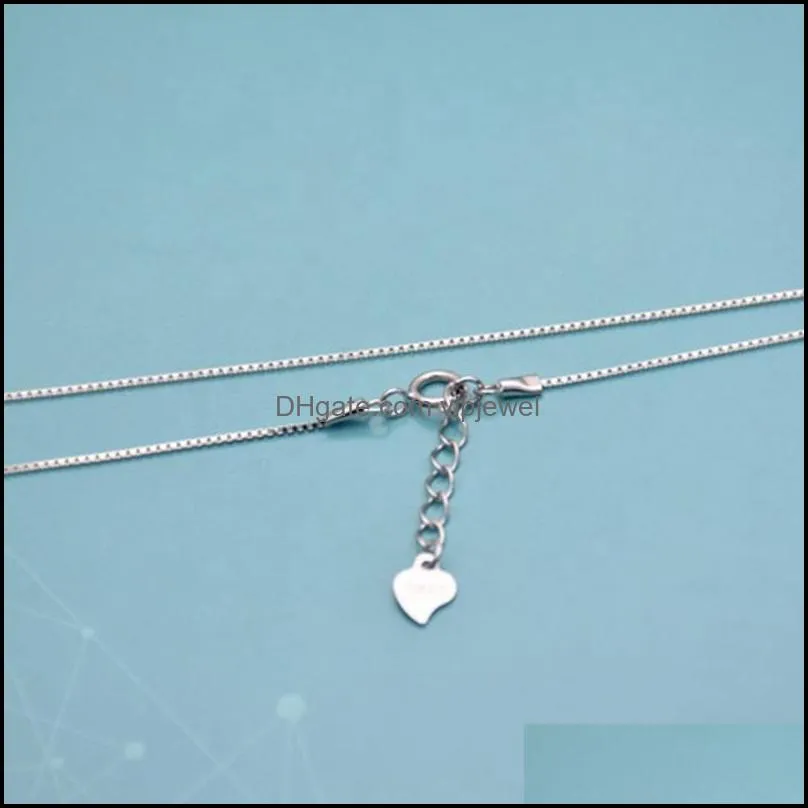 dainty fashion women minimalist necklace jewelry 925 sterling silver box chain pearl necklace
