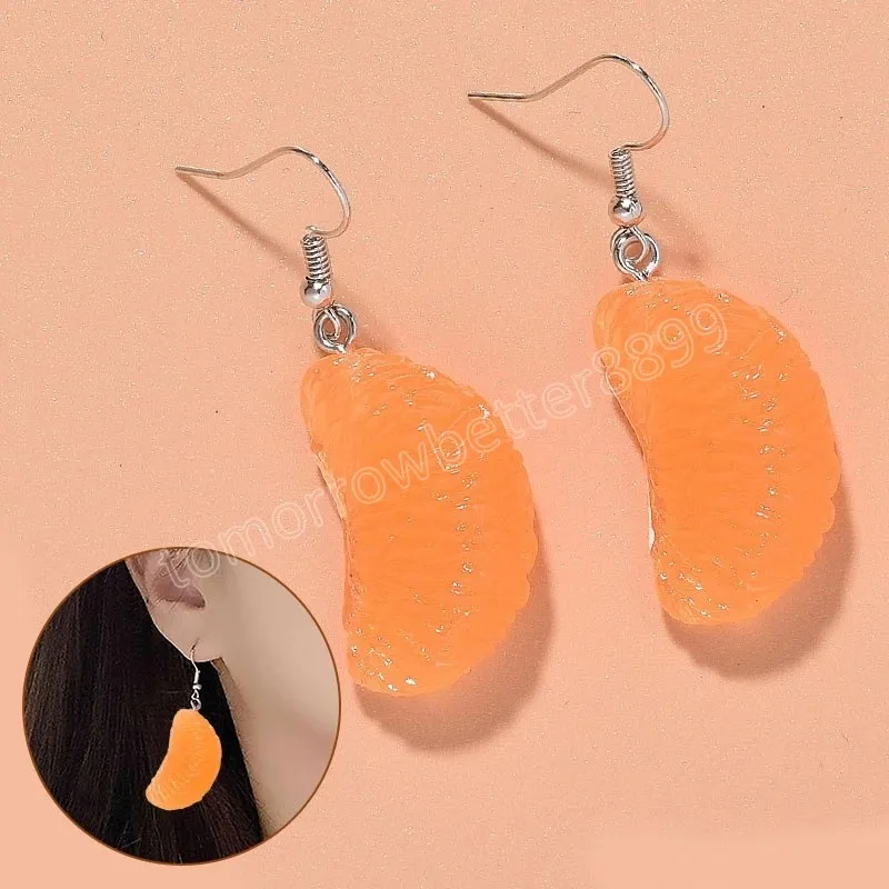 Koreaanse mooie fruit oranje bengelen oorbel creatieve modieuze hars oorbellen oor sieraden leuke persoonlijkheid sieraden geschenken