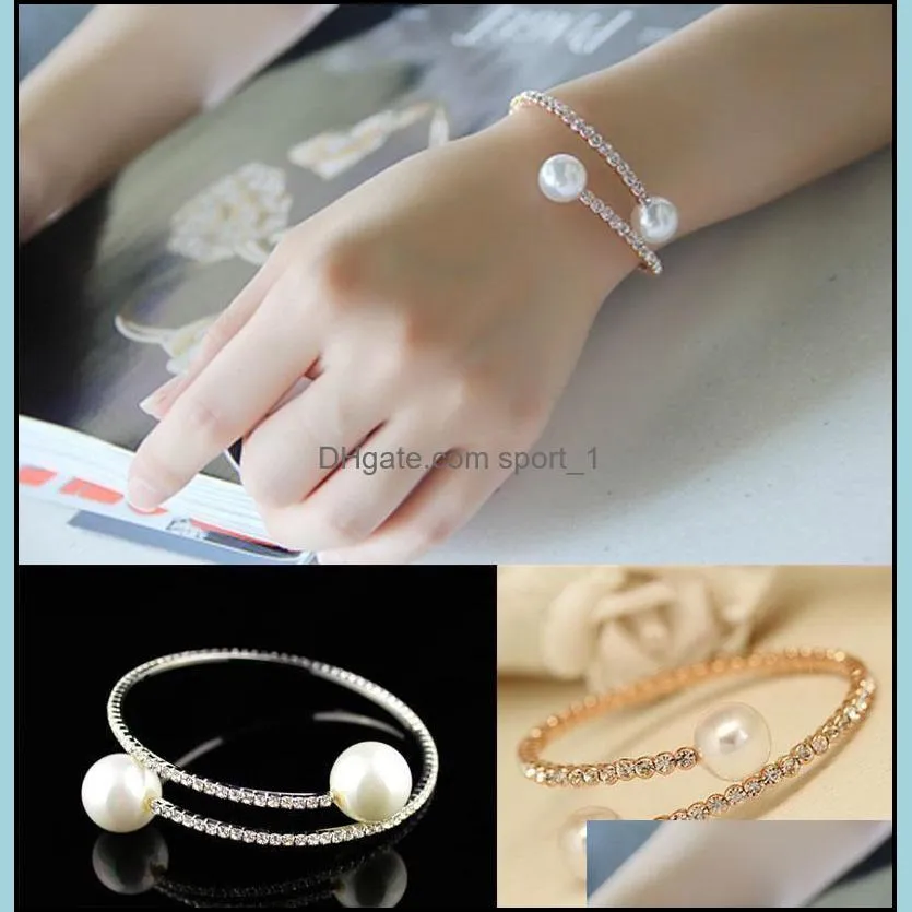 pearl bracelet spiral wedding bridal bracelets rhinestone crystal bracelet