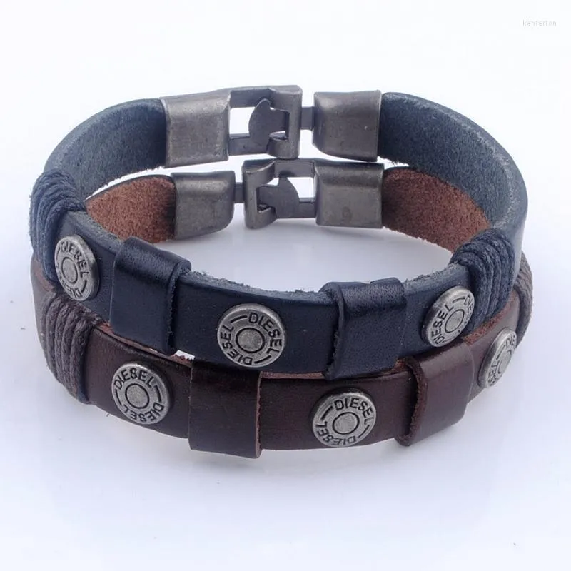 Pulseiras de charme 2 cor de couro artesanal colorido pulseira de pulseira de pulseira de pulseira para homens e mulheres atacado xy160498 kent22