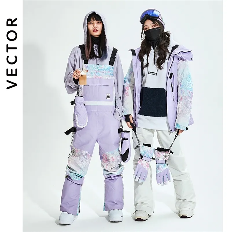 Vector homens mulheres jaqueta de esqui calças inverno quente à prova de vento à prova dwindproof água esportes ao ar livre snowboard calças casaco 220812