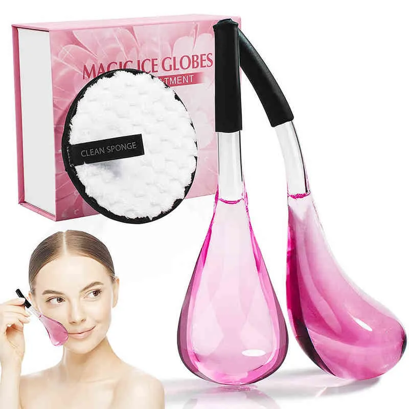 Facial Ice Globes Ball Eye Roller Skin Face Massage Tools Hot Cold Gel For Neck Massager Care 2PC220429