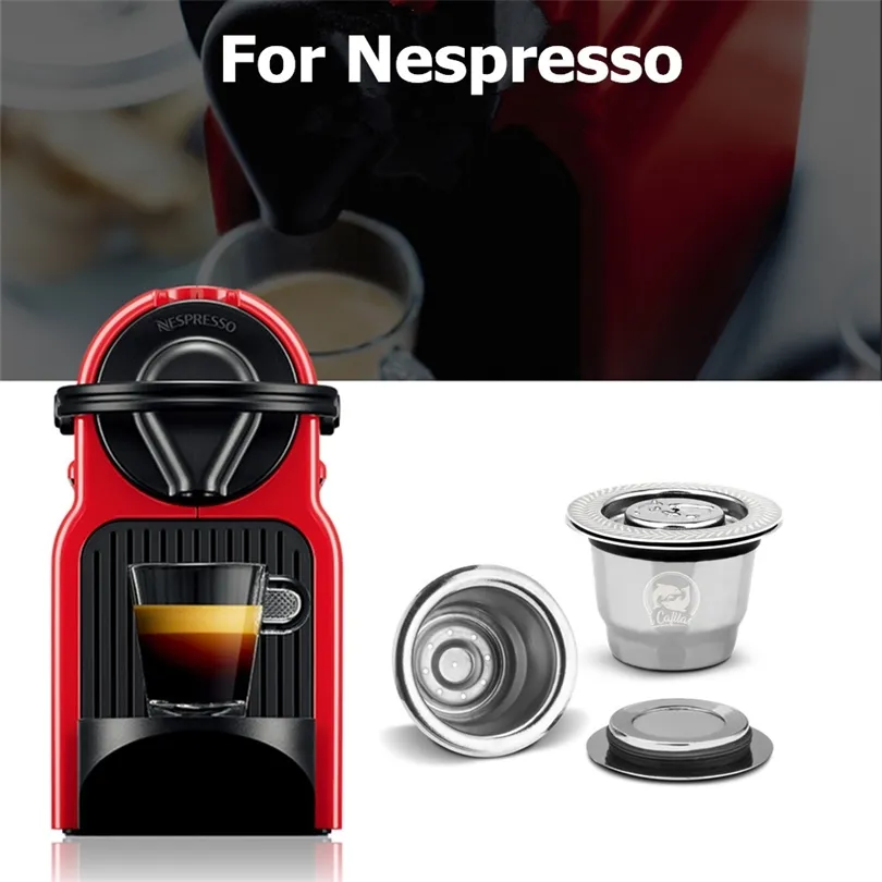 ネスプレッソコーヒー用のステンレス鋼フィルターメタルコーヒーカプセルポッドのための再利用可能な補充可能なバスケット210326
