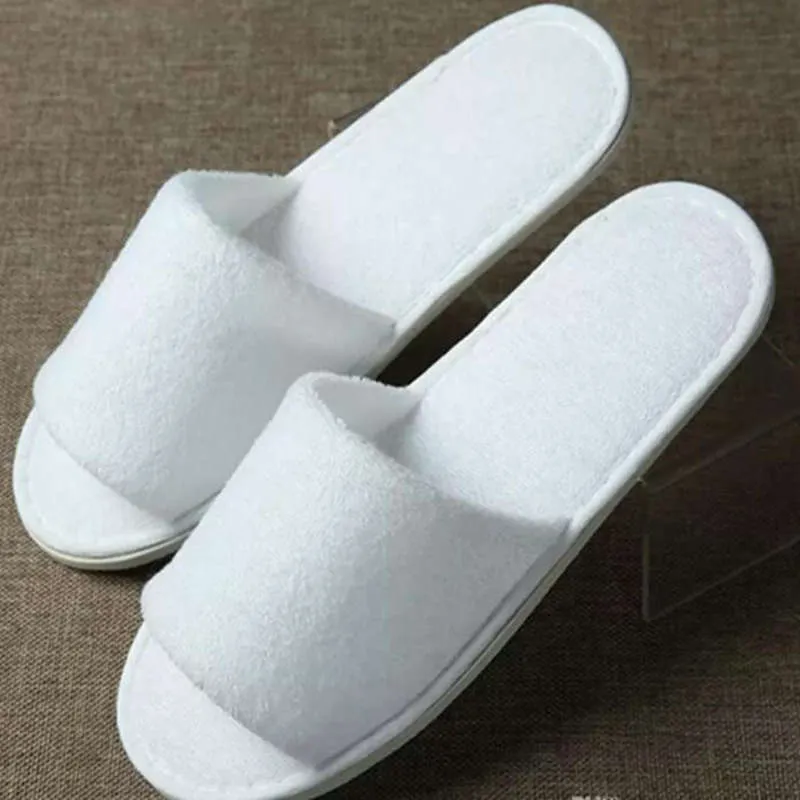 Soft Disposable Slippers Home Guest Open Toe Shoes Terry Cloth Breathable Hotel Comfortable Anti slip Disposable Slippers