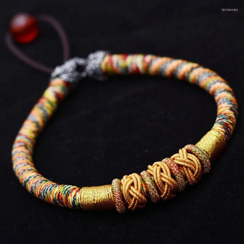 Beaded Strands Tibetan Colored Ropes Pineapple Auspicious Knot For Man And Women Bracelet National Style Thai Hand Rope Lars22