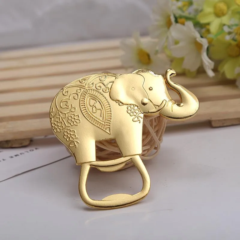 Lucky Golden Elephant Bottle Opener Gold Wedding Favors Party Giveaway Gift For Guest