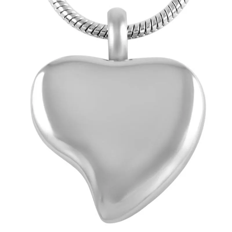 Chains Polished Blank Heart Cremation Urns Necklace Pet Memorial Jewelry Ash Holder Pendant BijouxChains