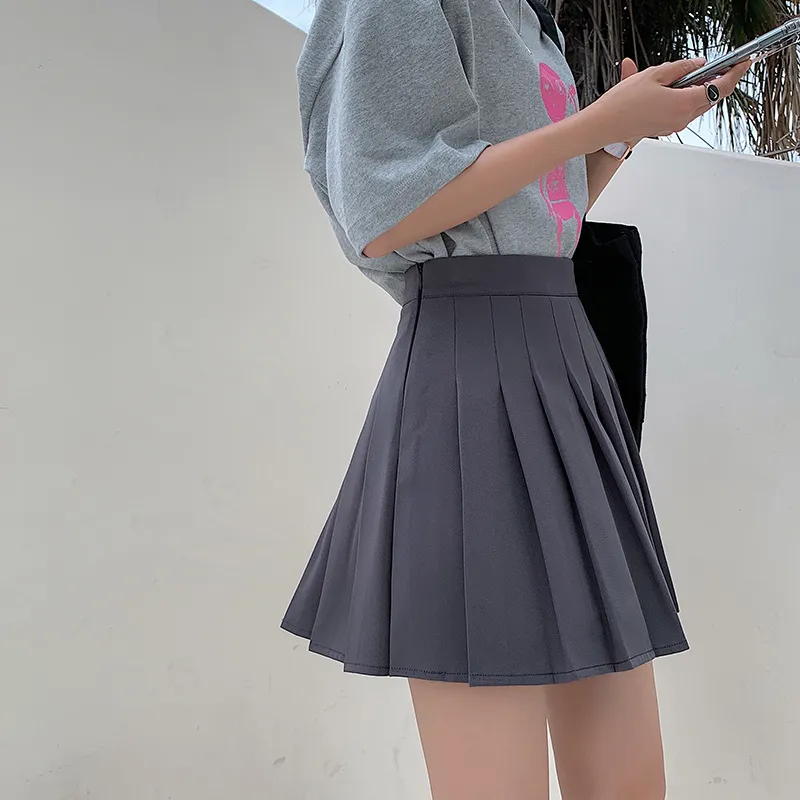 Pleated Skirt Womens Spring And Summer Black High Waist White Small Short Skirt A Word Is Thin Gray Half Skirts From 17 53 DHgate