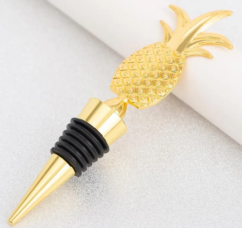 Metal Wine Stoppers Bar Tools Creative Pineapple Shape Champagne Bottle Stopper Wedding Guest Gifts Souvenir Gift Box Packaging