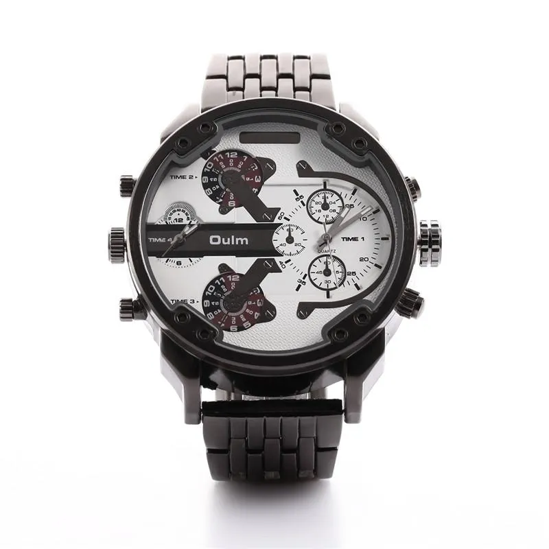 Наручные часы Мужские часы Лучший бренд OULM 3548 Роскошные 5 5 см Большой циферблат Высококачественные часы из нержавеющей стали Черные Relogio Masculino Mar199H