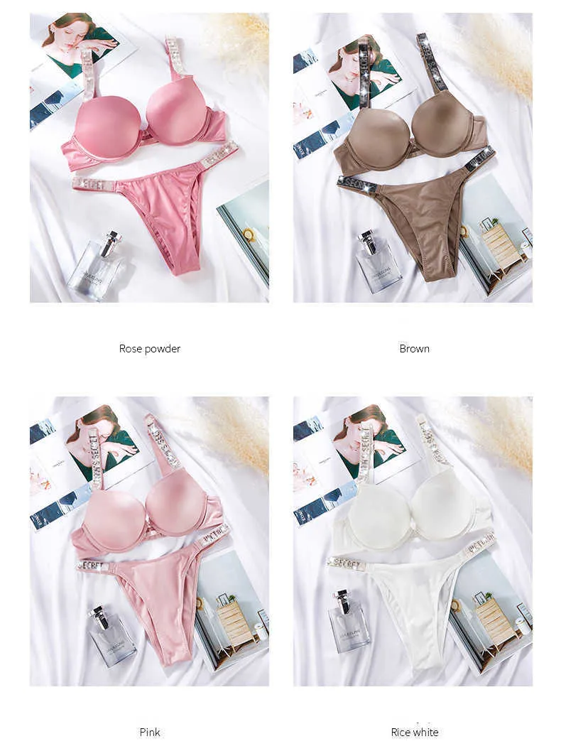 VS Rhine Stone Underwear Women Set Brand Design Sexy Lingerie Set Seamless  Push UP Briefs Bra Sets Plus Size Red Pink Bra Y0911318L From 49,28 €