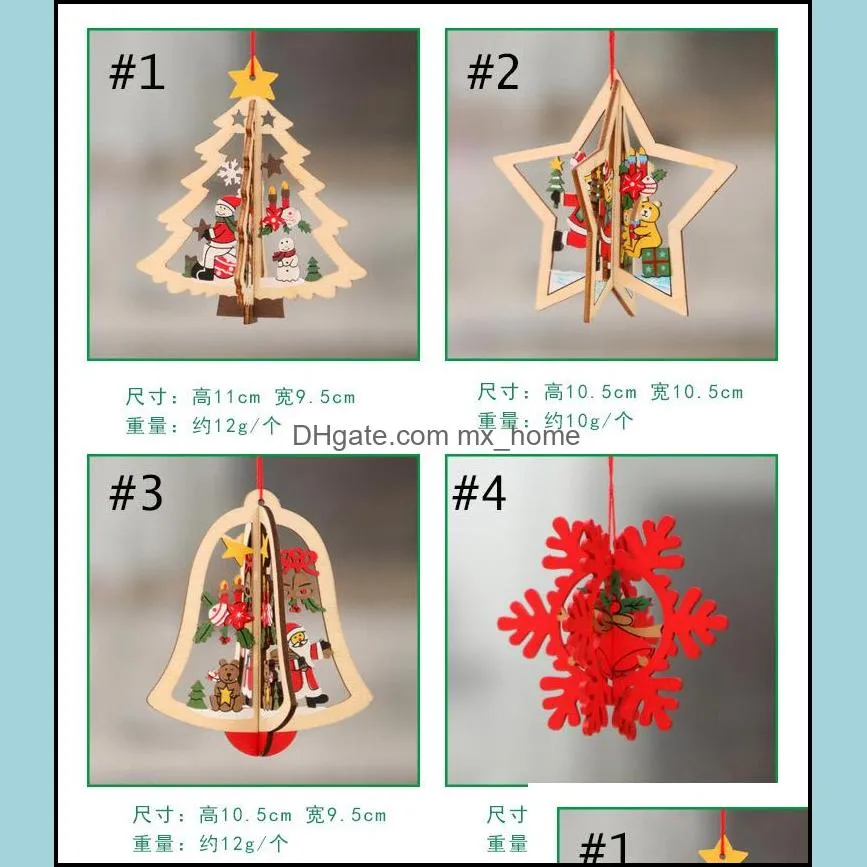 christmas tree ornament wooden snowflake hanging pendants xmas decoration for home new year kids gifts party favors