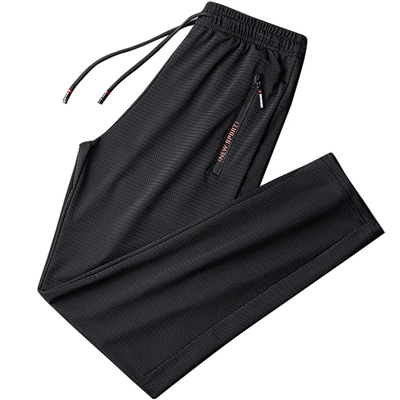 Летние дышащие сетки черные спортивные штаны Мужчины Joggers Sportswear Baggy брюки мужские повседневные трековые штаны плюс размер 7xL 8XL 9XL 220330