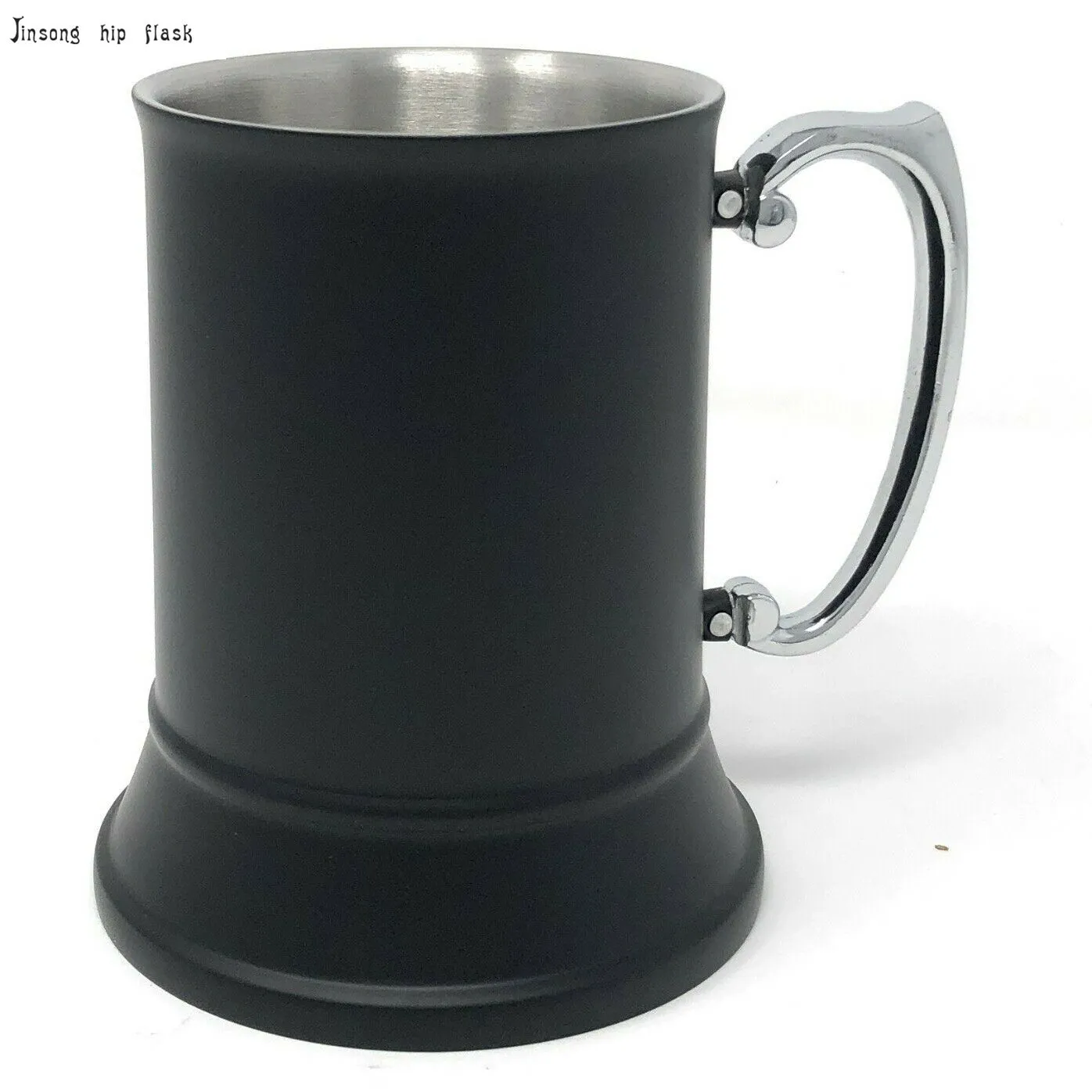 16 ounce dubbelvägg 18/8 matt svart rostfritt stål tankard, öl rån, hög kvalitet, kundlogotyp vara gratis graverad