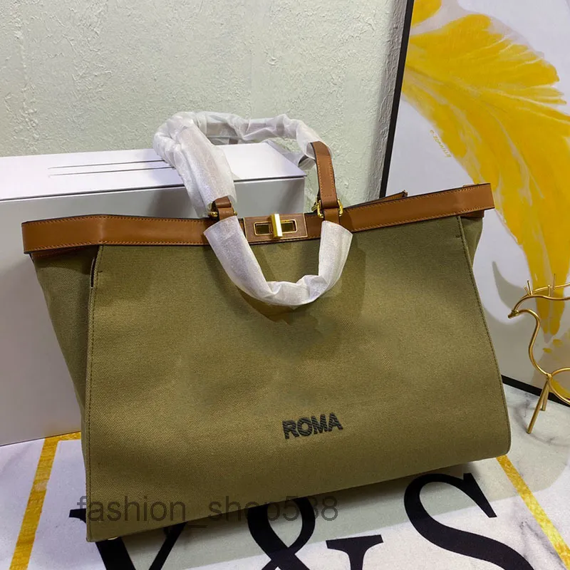 Top Large Tote Bag Handbag Women Luxurys Designers Borsa a mano da donna in tela verde scuro Alta qualità