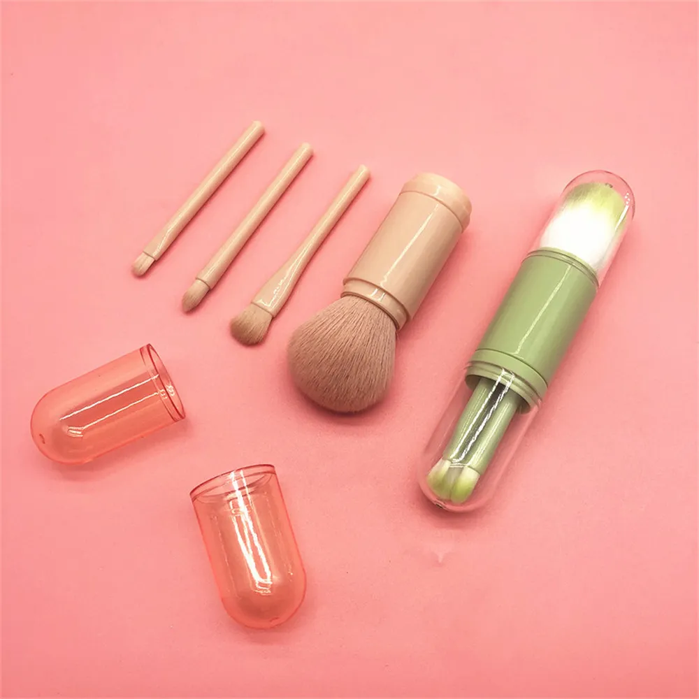 Factory Makeup Brush Set 4 i 1 Portable Travel Lip Highlight Eyeshadow Foundation Blandning Pulverborstar Kosmetiska KD1