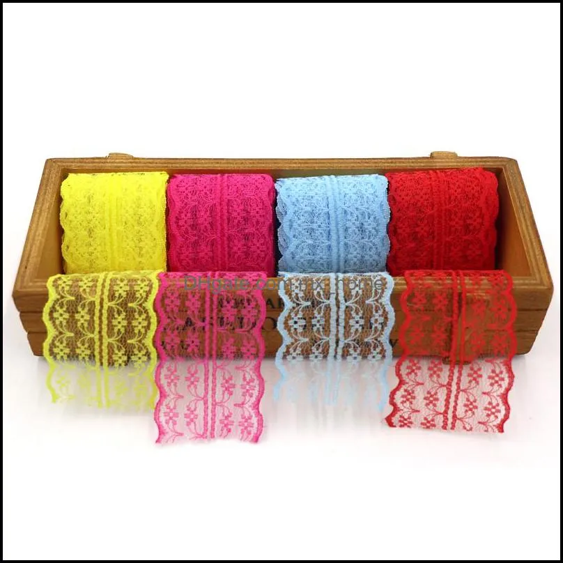 colorful gift package lace ribbons 2m gift wrap 4.5cm wide lace ribbon tape trim fabric diy embroidered net cord customizable vt0433
