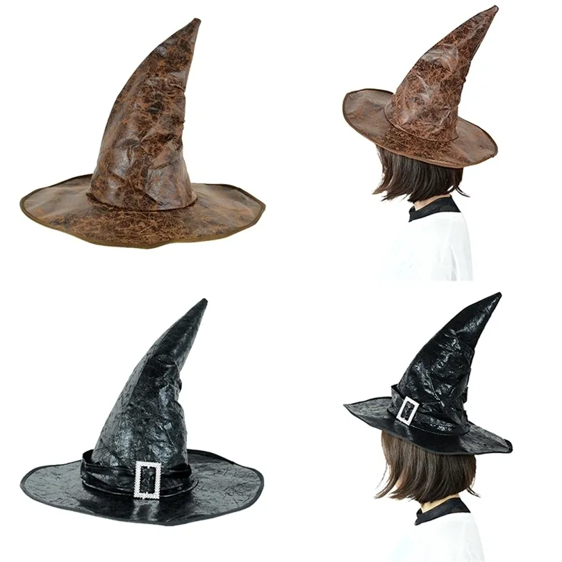 Sombrero De Bruja De Halloween - Negro, Plegable, Altura 34 Cm, Diámetro 33 Cm, Para Disfraces, Fiestas, Cosplay Y Carnaval