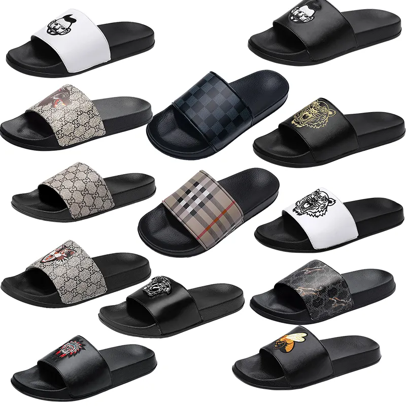 Lyxmärke Herr Slides Skor Tofflor Sommar Sandaler Beach Slide Designer Platt G Grid mönster Tryck Avatar Flip Flops Sneakers Stl 39-46