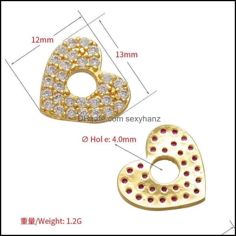 ZHUKOU multicolor heart star CZ crystal earrings charms cute charms for jewelry making DIY handmade pendant Supplies wholesale1848 Q2