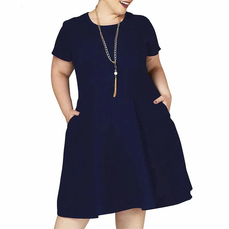 2022 Summer Plus Size Fat MOM Short Sleeve Dress Loose Fit