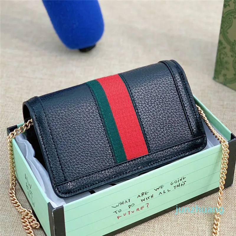 Projektant- czerwone zielone paski torby na ramię wysokiej jakości skórzany klasyczny mini łańcuch crossbodybag vintage damska torba