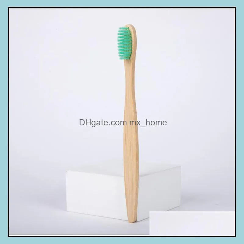 8 colors natural pure bamboo toothbrush portable soft environmental protection brush oral cleaning care tool wholesale wooden rainbow