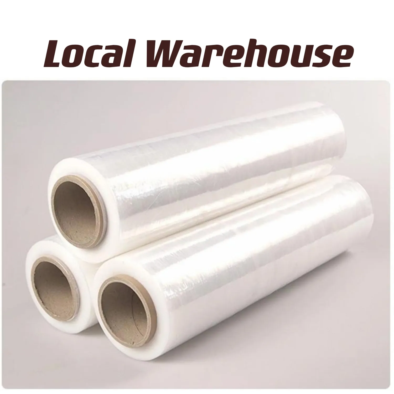 Lokal lager Pe Stretch Wrap Förpackning Clear Shrink Storage Slitstarkt vidhäftande rörlig krympfilm B1