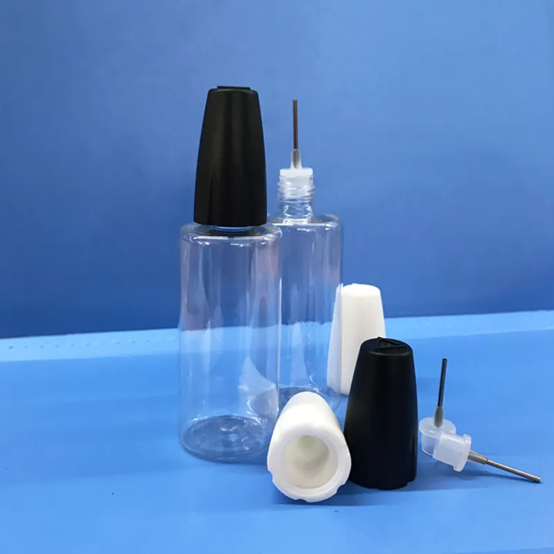 Black White Childproof Lids PET Plastic Dropper Bottles 10ML 15ML 20ML 30ML with Needle Tip Ship by sea will reach you in 25-35days