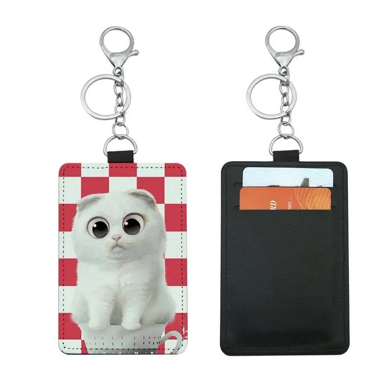Sublimation Card Holder PU Leather Blank Credit Cards Bag Case Heat Transfer Print DIY Holders With Keychain DH7885