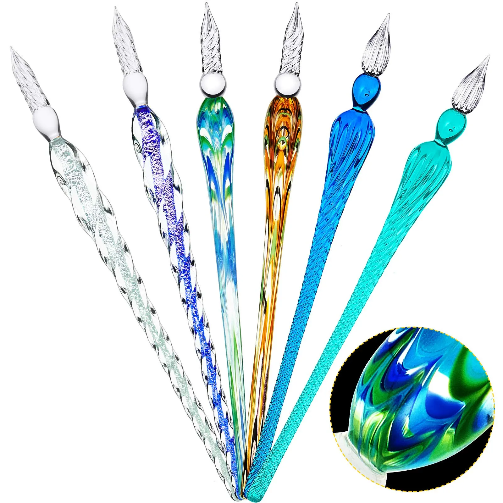 Wholesale Handmade Glass Dip Pen With Crystal Accents Vintage Ink