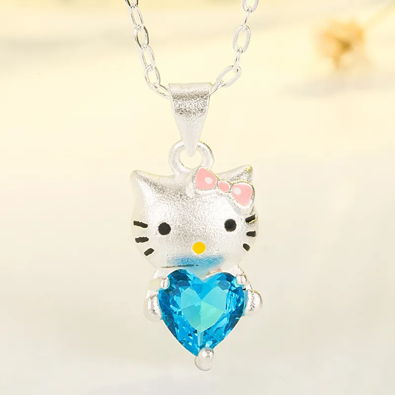 Colliers en argent Chats Pendentifs Colliers Bijoux fins Collier ras du cou animal