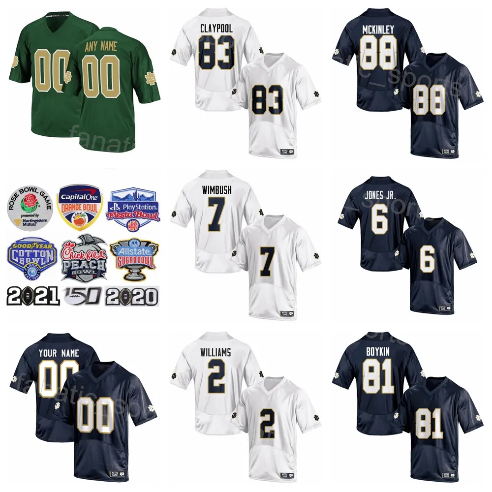 NCAA College Football 83 Chase Claypool Jersey 2 Dexter Williams 81 Miles Boykin 7 Brandon Wimbush 88 Javon McKinley 6 Tony Jones Jr Pour les fans de sport Respirant