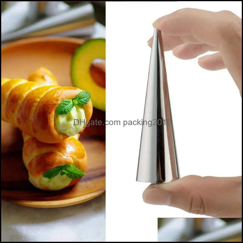 baking & pastry tools 1pc conical tube croissant mold stainless steel cones roll mould cake bread spiral horn kitchen dessert tool