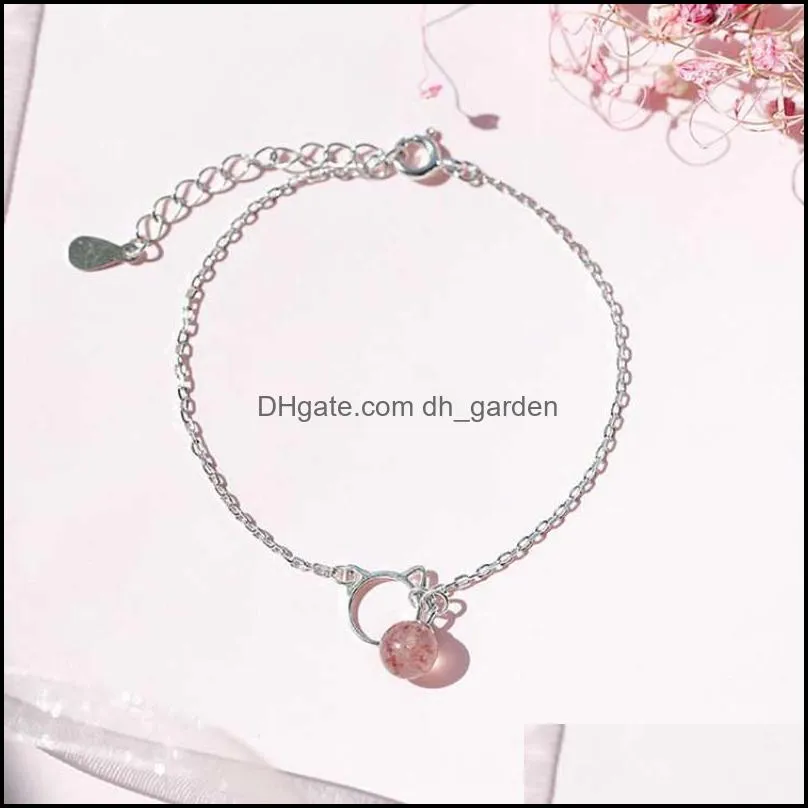 Link, Chain Strawberry Crystal Ins Wind Bracelet Female Cat Korean Version Of Simple And  Students Mori Girlfriends Net Red