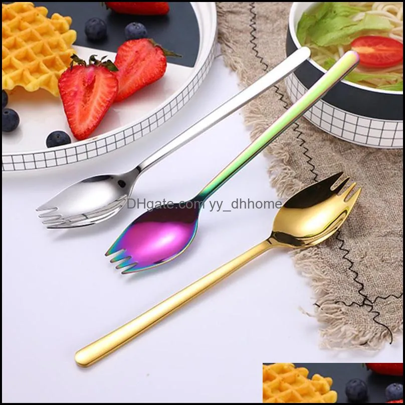 multifuntional 2 in 1 spork silverware stainless steel 304 gold fork spoon