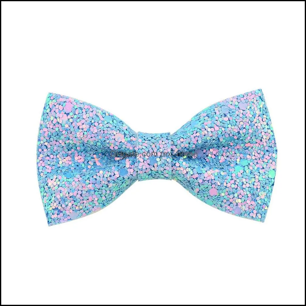 PU Girls Hairpin Baby Kids Hair Boutique Bows Sequin Glitter Bow Clips Children Hair Accessories Girls Bowknot Barette