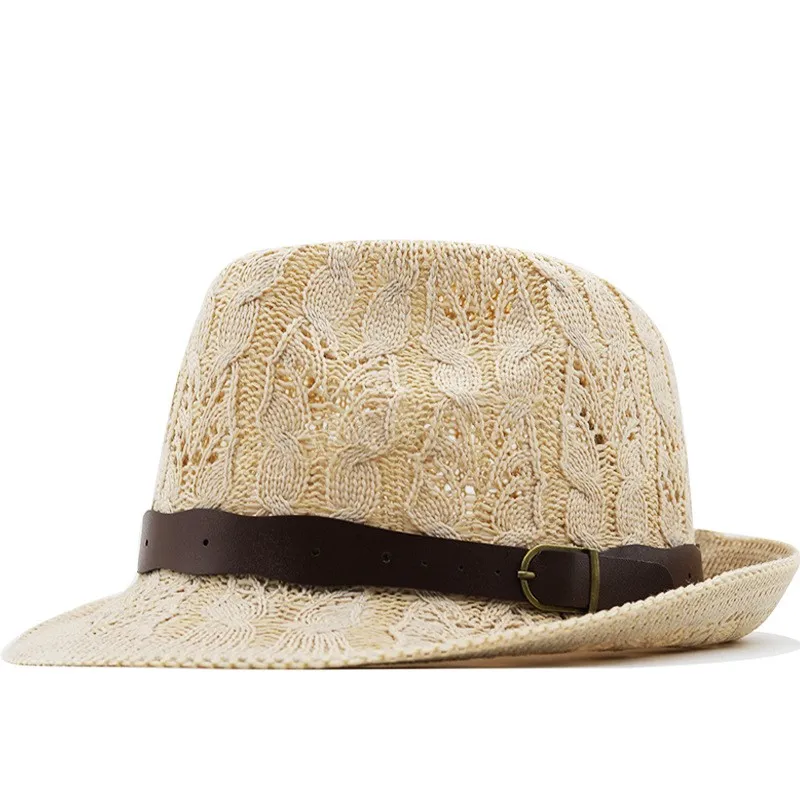 Vintage ihålig panama hatt män bomull fedora sol cap kvinnor sommar strand hatt chapeau pappa jazz trilby caps sombrero