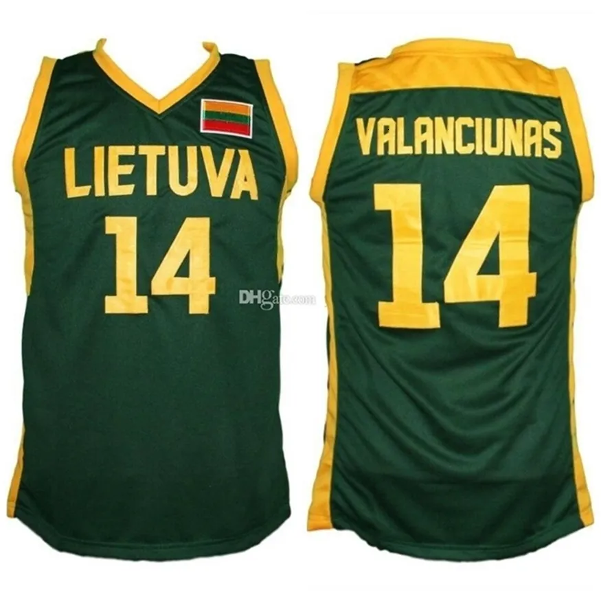 Nikivip Jonas Valanciunas #14 Team Litouwen Lietuva Retro Basketball Jersey heren genaaid op maat gemaakte truien met nummersnaam