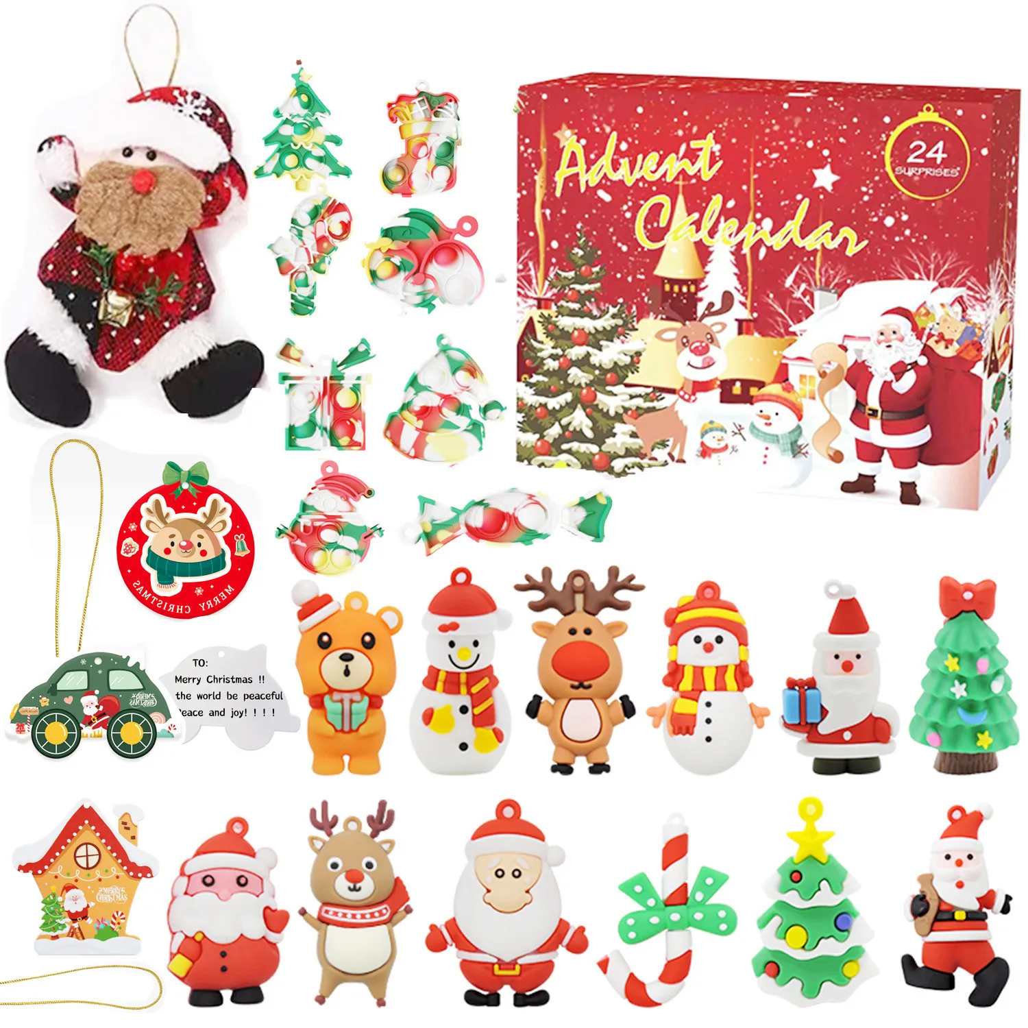 Fidget Toys Antistress Autismo Ansiedade de Natal Countdown Calendário Blind Box Set
