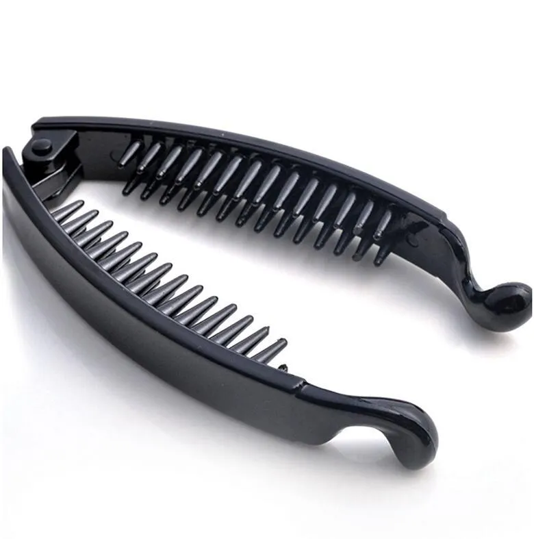 Haarschmuck 10 cm Clip Fischform Bananenspangen schwarze Haarnadeln für Frauen Klemme