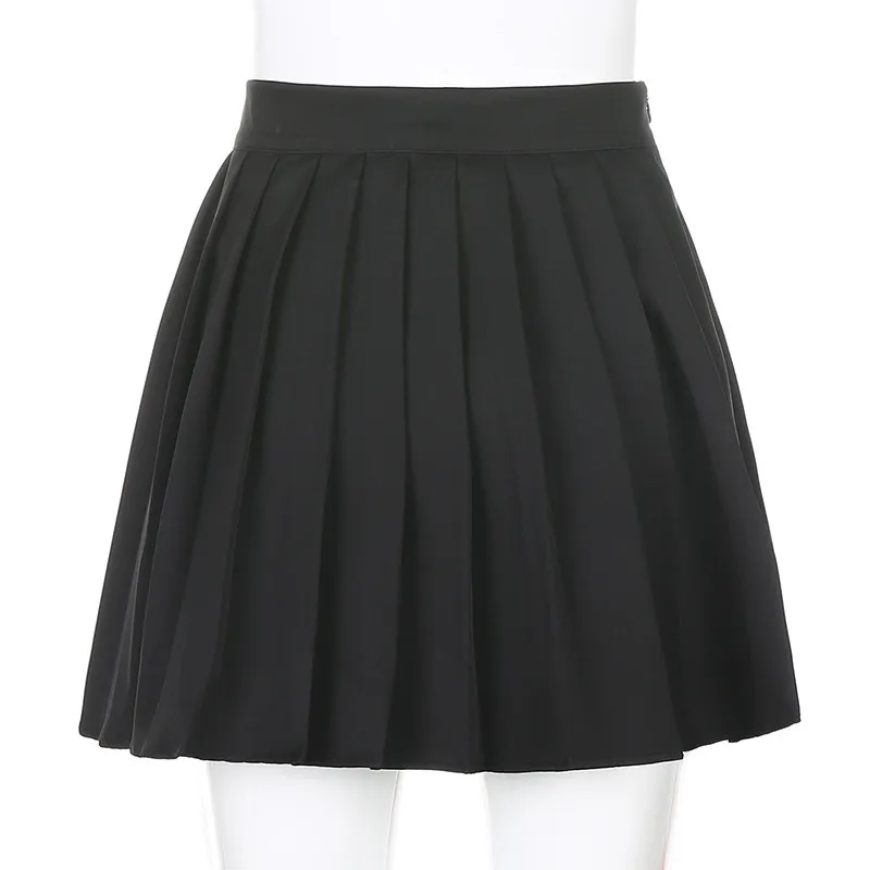 Black Pleated Skirt Short Woman Elastic Waist Mini Skirts Sexy Mircro Summer Embroidery Mini Tennis Skirt New Preppy