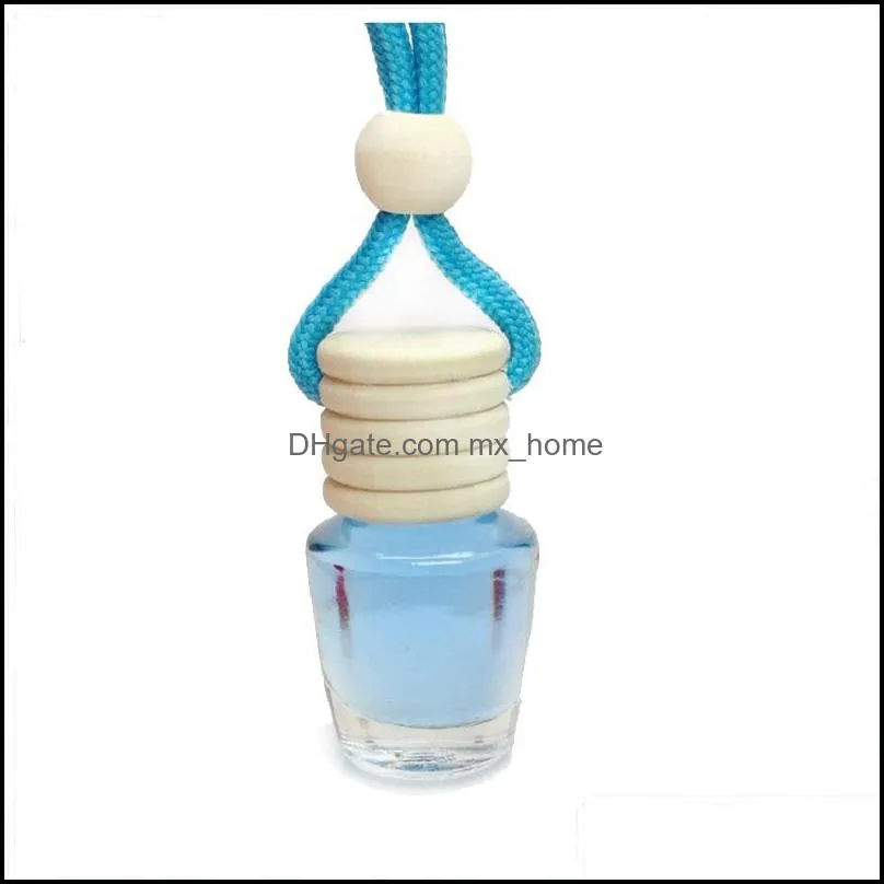 5ml Glass Perfume Bottles for Car Decoration Wood Screw Caps Colorful Hang Rope Empty Car Pendant Perfume Bottle 100pcs