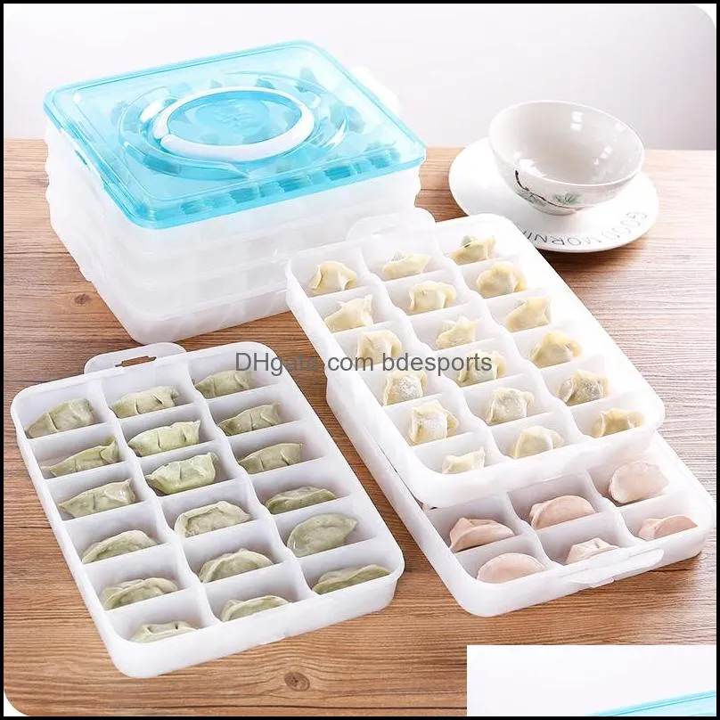 4 layers 24 Grids Portable Dumpling storage Box refrigerator Food  Keeping Container Holder Organizer kitchen accessories