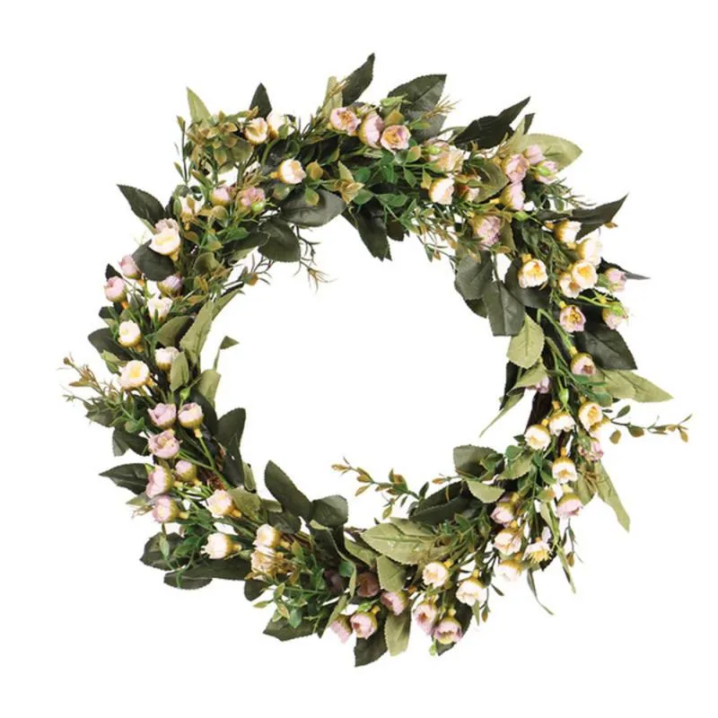 Decoratieve bloemen kransen kunstmatige krans slinger voor Valentine's Day 40 cm in diameter 40c rattan ring zijden deurdeur hangend dec