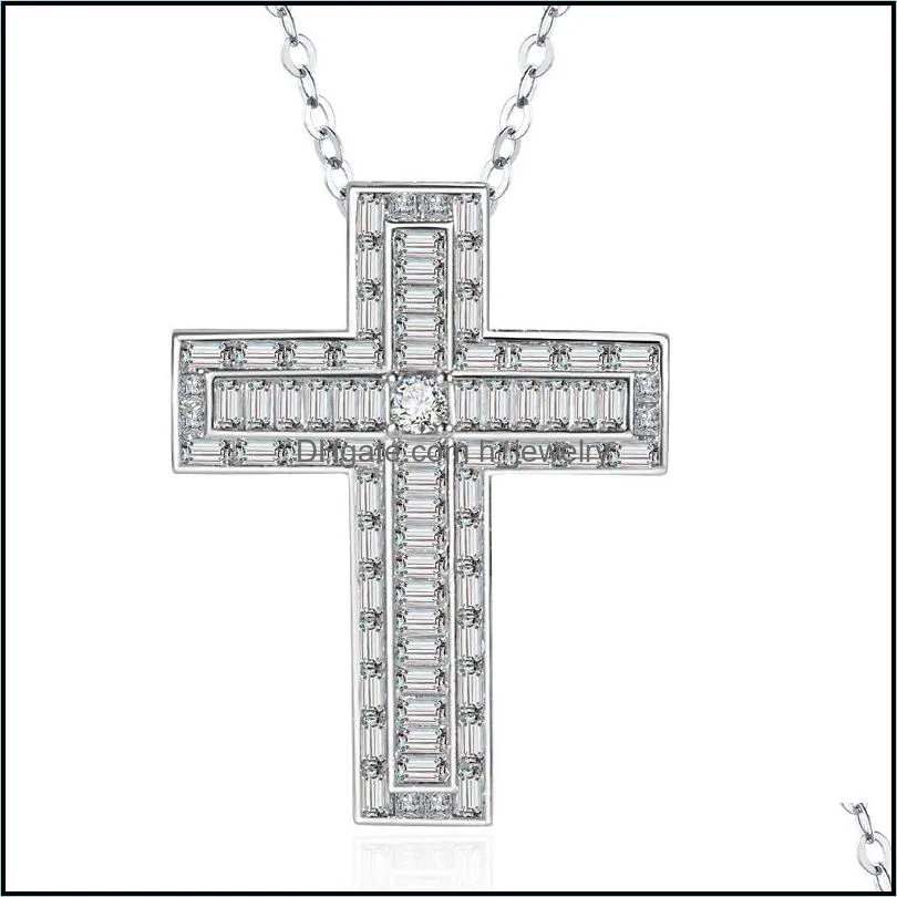 cross pendant necklaces for women jewelry gift trendy christian jesus shiny cubic zirconia zircon necklace silver necklace hjewelry