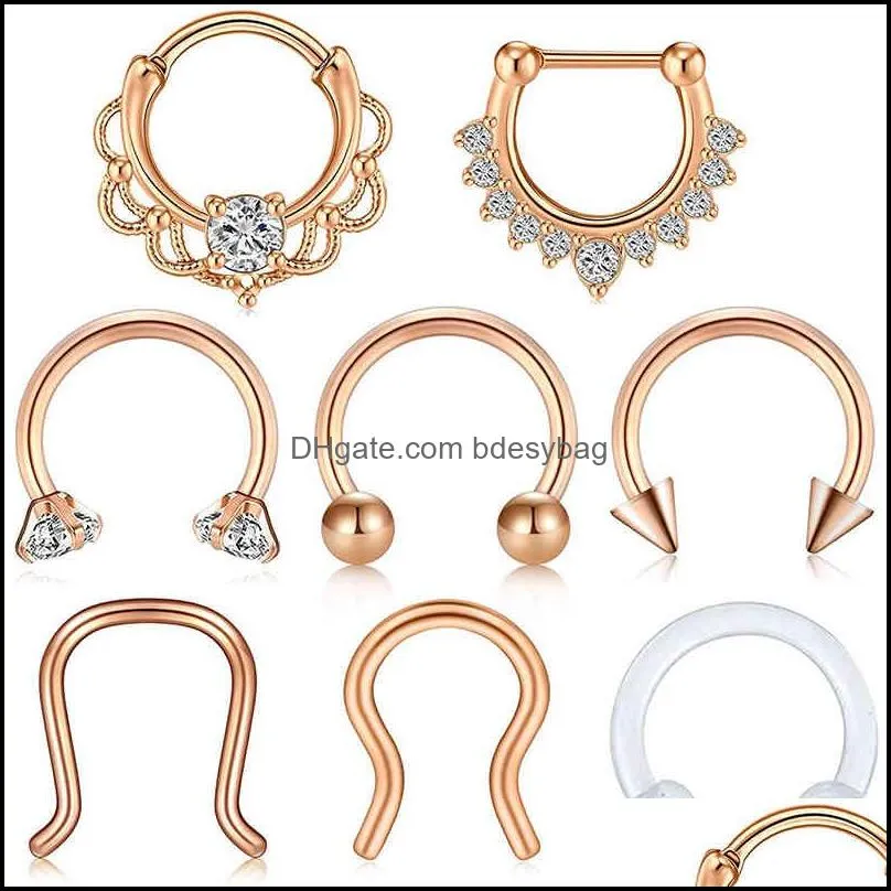 rings nose ring horseshoe 16g stainless steel cartilage earrings hoop helix tragus septum piercing jewerly