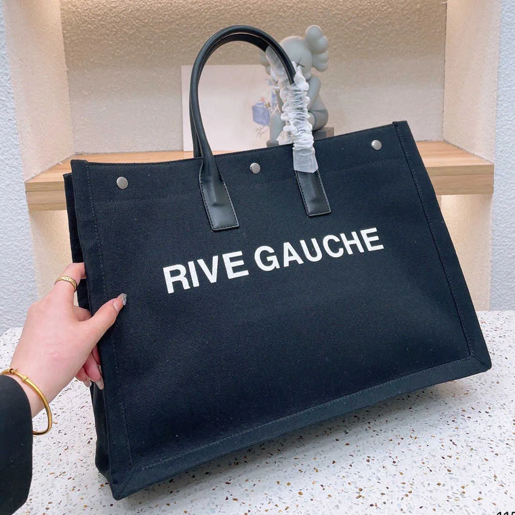 موضة المرأة حقيبة يد Rive Gauche حمل حقيبة تسوق حقائب اليد أعلى الكتان حقائب الشاطئ الكبيرة مصمم السفر Crossbody حقيبة كتف