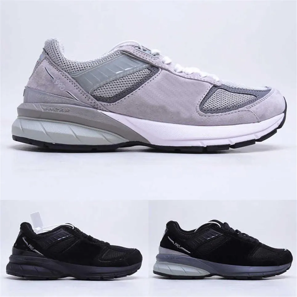 New M990 990 V5 Designer Skate Shoes Grey Triple Black Men Women Sports Low Sneakers 36 44354c
