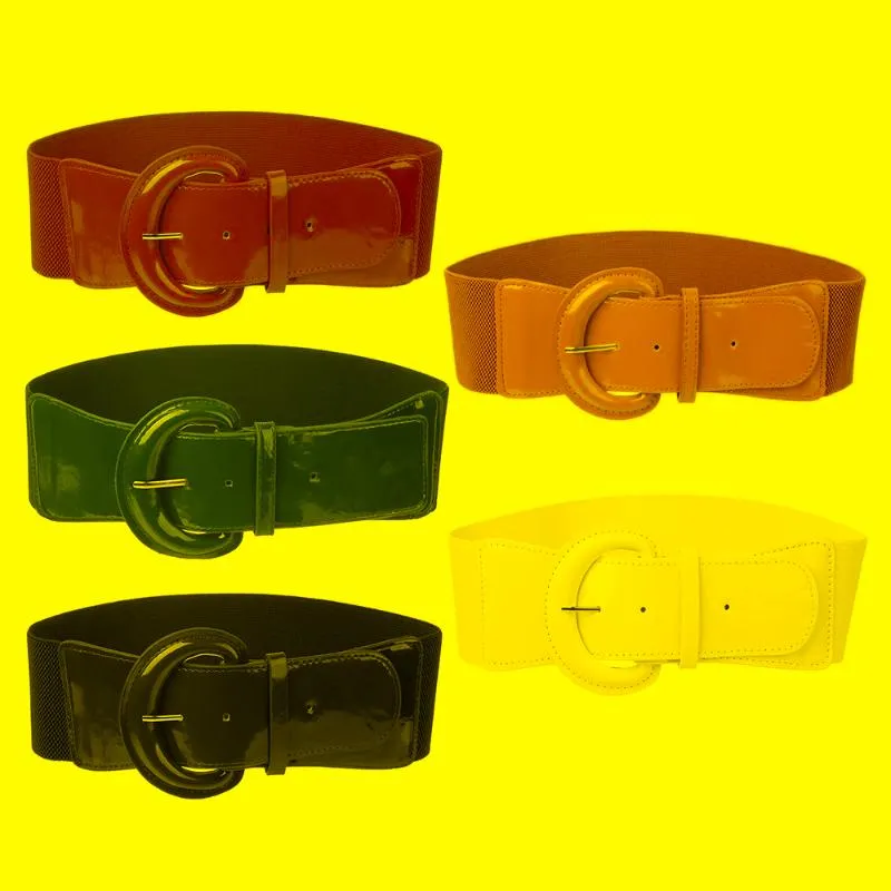 Belts Banda da cintura feminina fivela fivela elástica multicolorida Slim fit